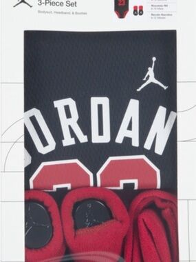 Jordan Kids One-Piece Bodysuit in Black, Red, White